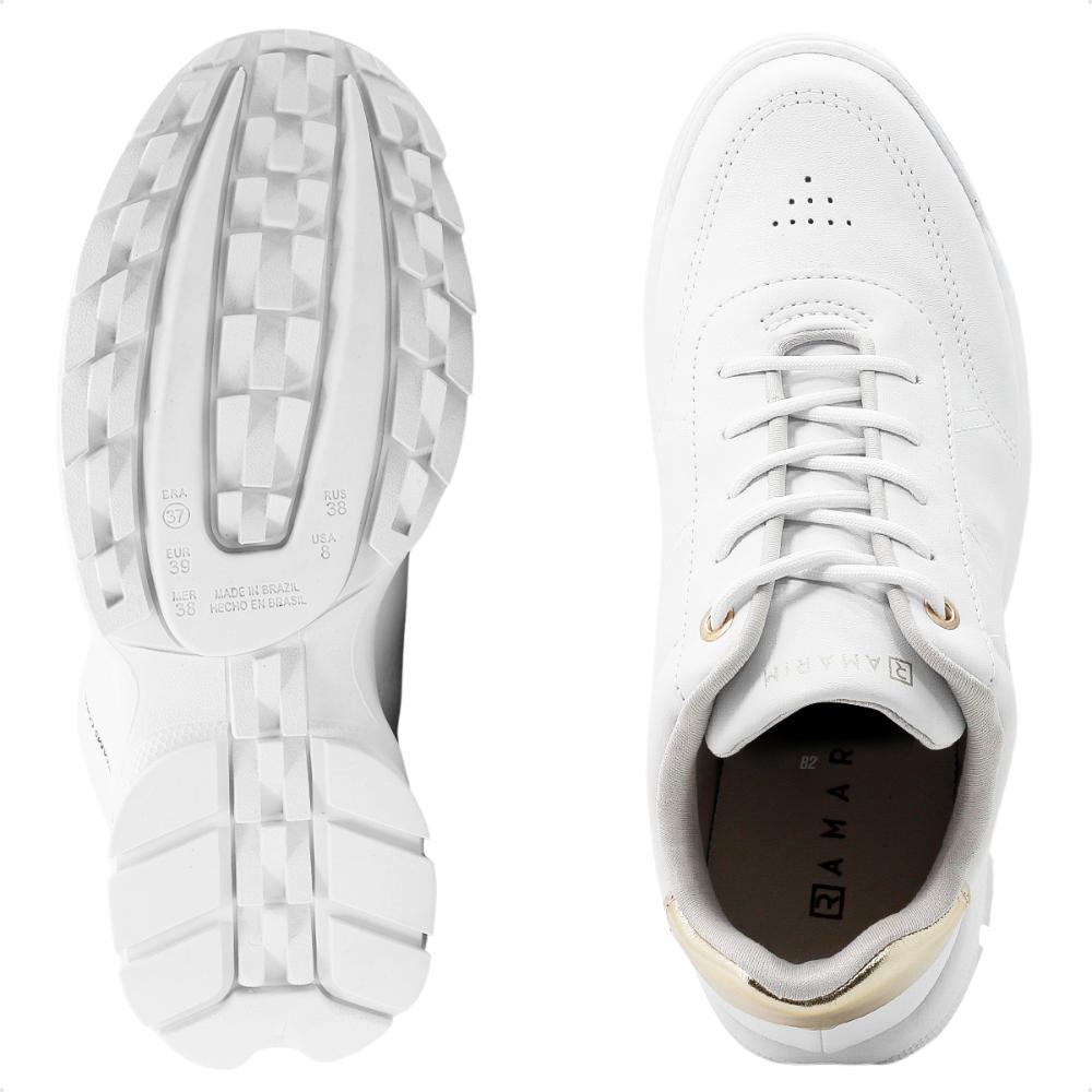 Tênis Ramarim Casual Feminino + 3 Pares de Meias Branco / Dourado - 34