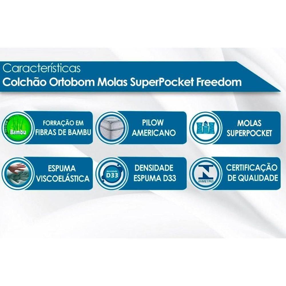 Colchão Queen Molas Ensacadas Visco Superpocket Freedom Ortopillow (158x198x32) - Ortobom