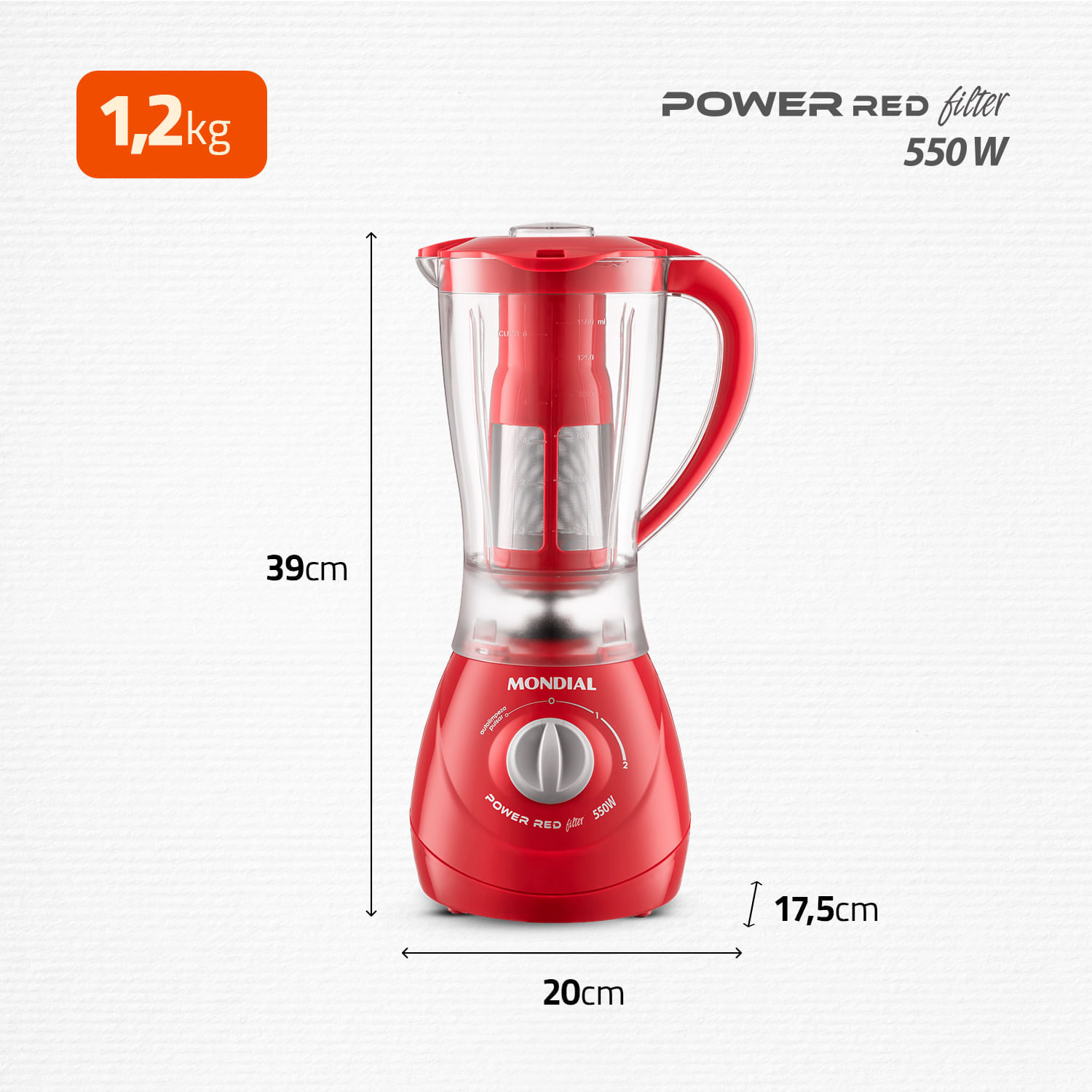 Miniatura Liquidificador Mondial Turbo Power L-77 LIQUIDIFICADOR-127V-VERMELHO