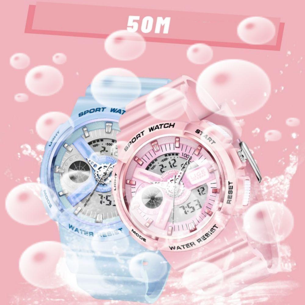 Miniatura Relógio Digital Feminino Duplo Display Esportivo Movimento De Quartzo