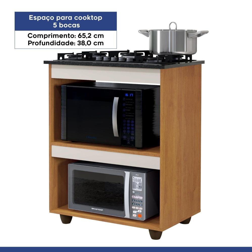 Miniatura Balcão para Cooktop 5 Bocas 2 Nichos para Forno Turim Kaiki Móveis Nature/Off White