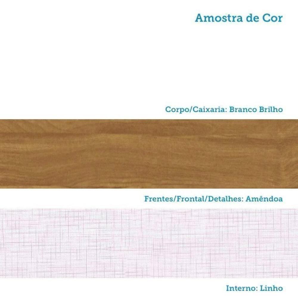 Conjunto Quarto de Bebê com Guarda Roupa e Berço Kakau Retrô Espresso Móveis Branco Brilho/Amêndoa