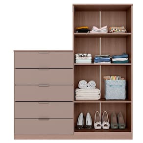 Miniatura Cômoda Sapateira Bartira Roma com 2 Portas e 5 Gavetas - 122cm de largura Avelã e Capuccino