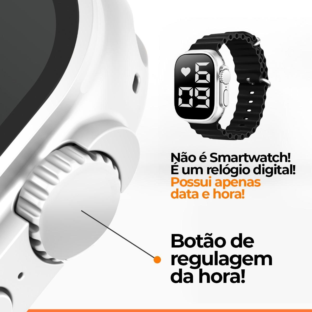 Miniatura Relógio Feminino Orizom LED Ultra Prata | Pulseira Silicone | Caixa Premium