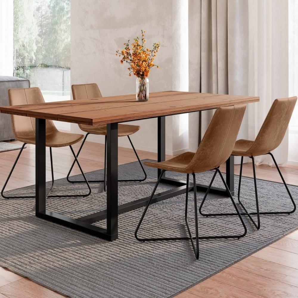 Miniatura Conjunto Mesa 210cm Rústica 4 Cadeiras Brenda Industrial Espresso Móveis Marrom/Preto