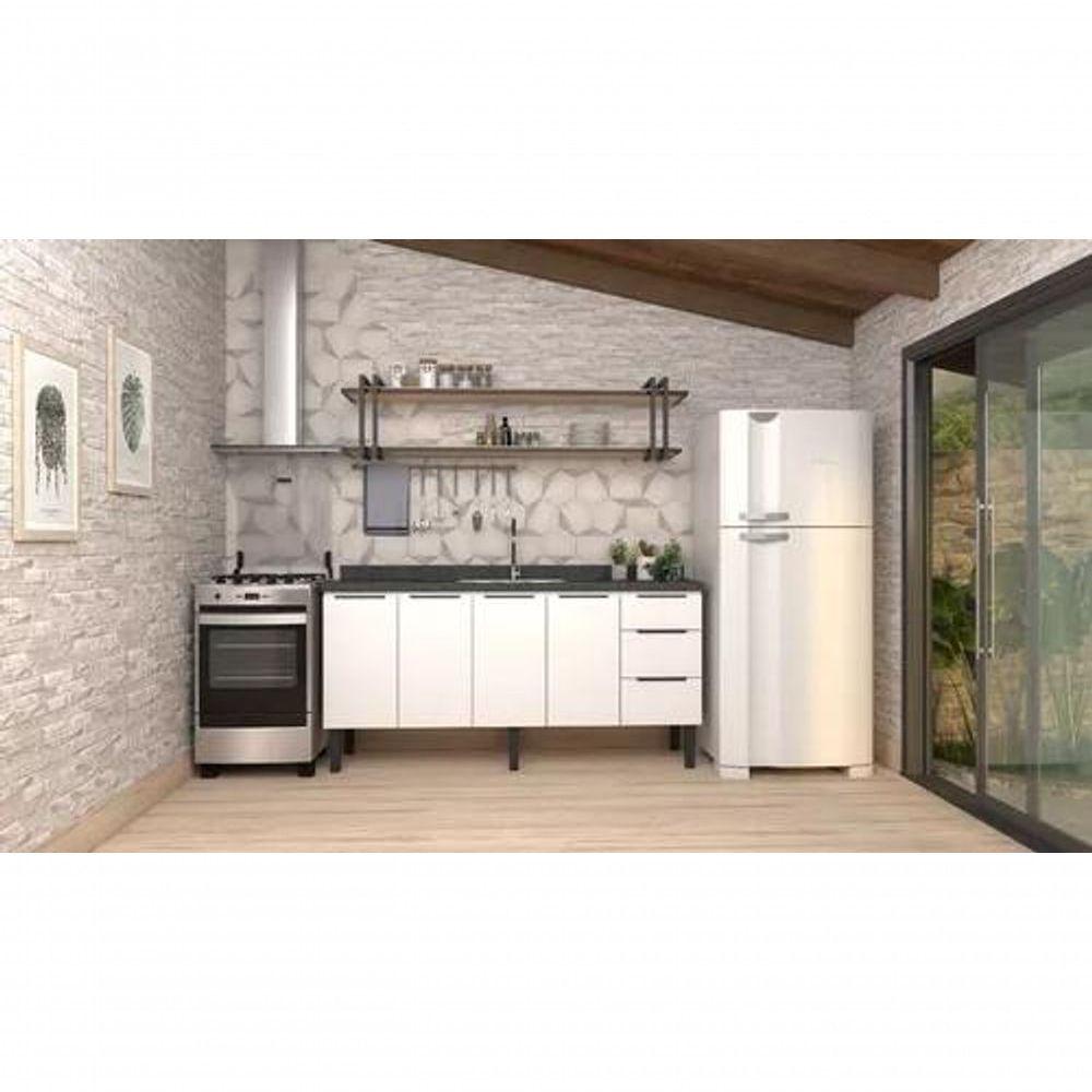 Conjunto Cozinha Jupter 100% Aço Reforçado 1.80 Mt -gabinete + Armario Aereo - Cozimax branco