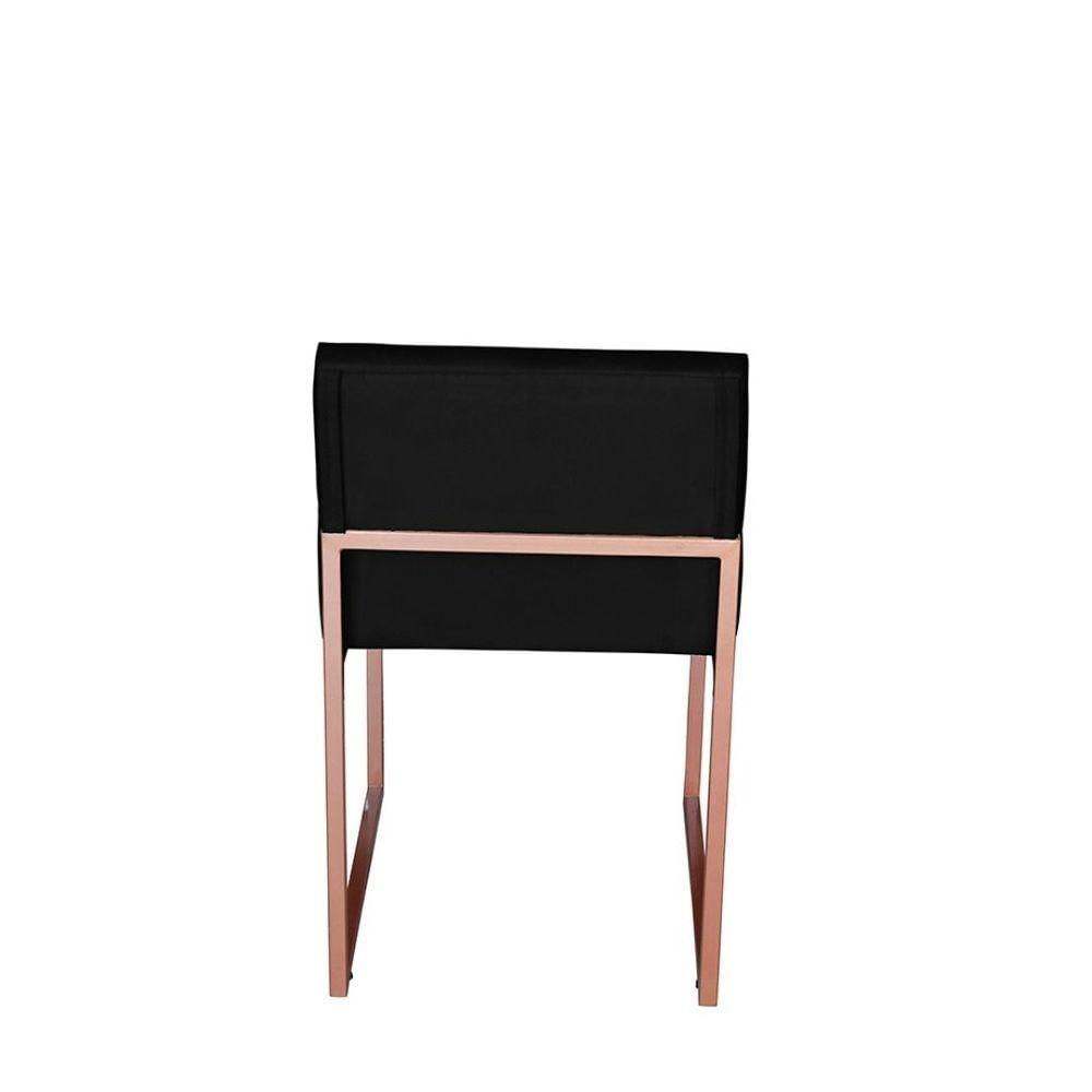 Miniatura Kit 3 Cadeira De Jantar Escritorio Industrial Vittar Ferro Bronze Suede Preto