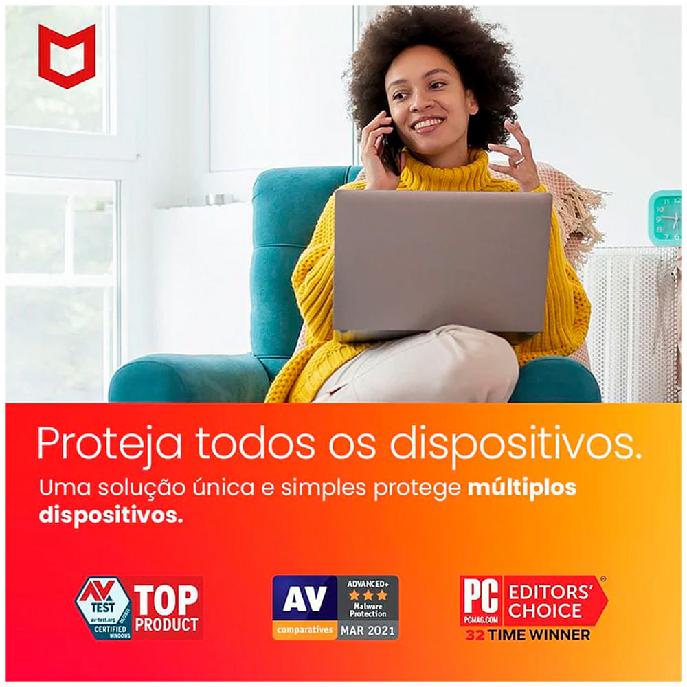 Miniatura Licença McAfee Antivirus - MACF0001-BOX Vermelho - 03 meses - Licença McAfee Antivirus - MA. - Garantia do Fabricante