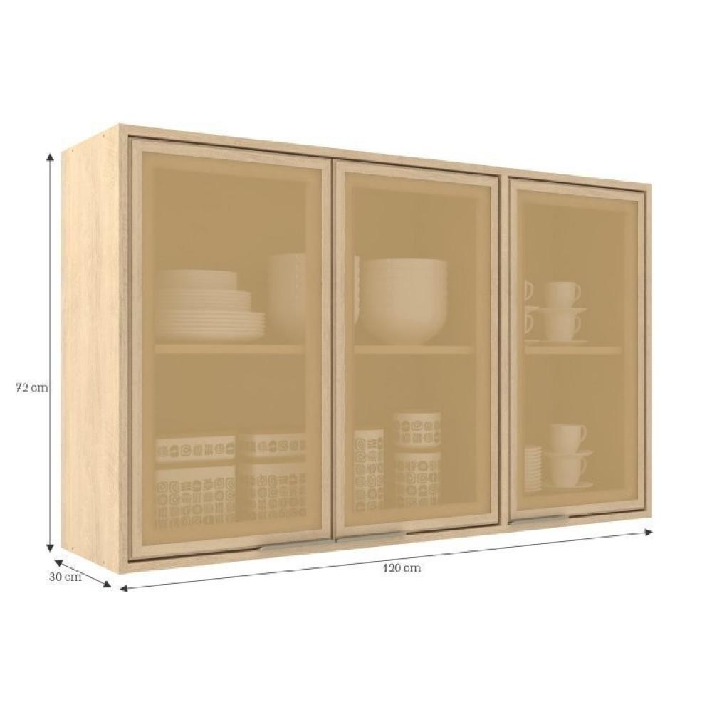 Jogo De Cozinha Modulada 5 Peças Karine Carvalho/Pistache Móveis Sul Moveis Sul Carvalho/Pistache