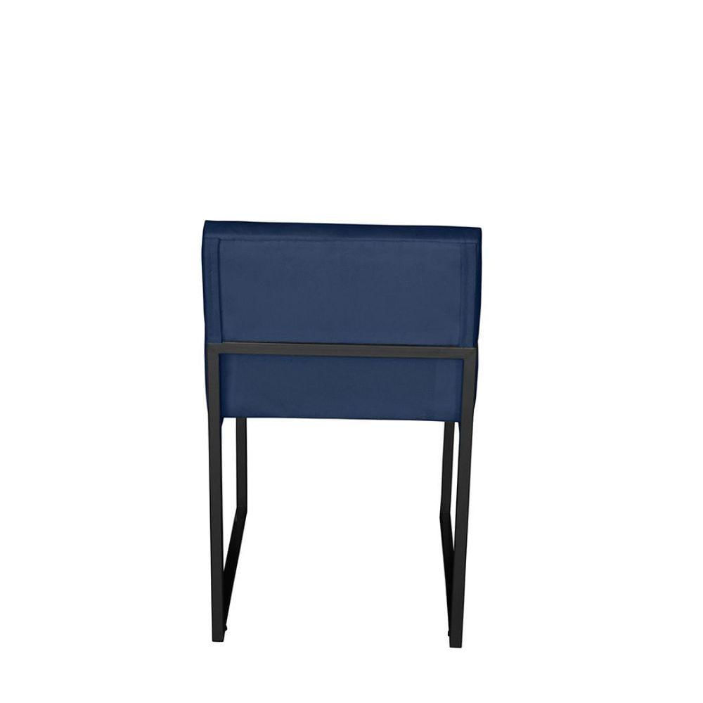 Miniatura Kit 4 Cadeira De Jantar Escritorio Industrial Vittar Ferro Preto Corino Azul Marinho