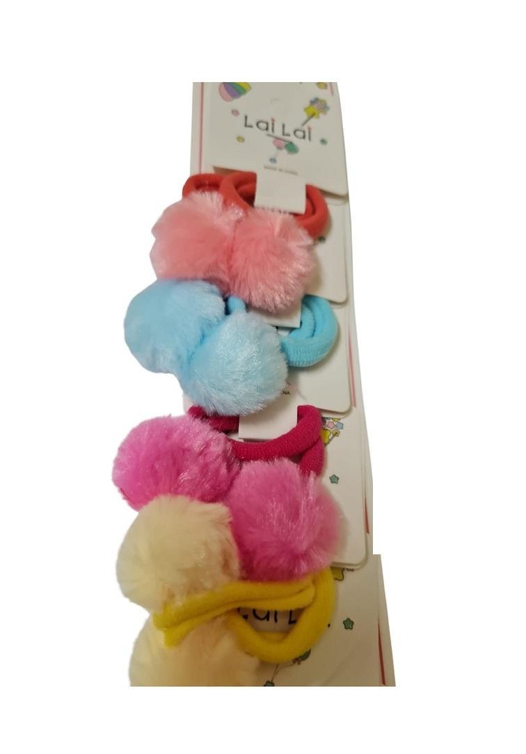 Miniatura Kit 60 Elásticos Xuxinha De Cabelo Com Pompom Colorido