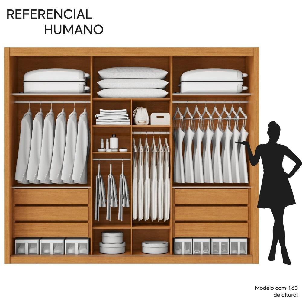 Miniatura Guarda Roupa Casal 3 Portas de Correr 6 Gavetas Palissy Frisado com Espelho 100% Mdf Rubi