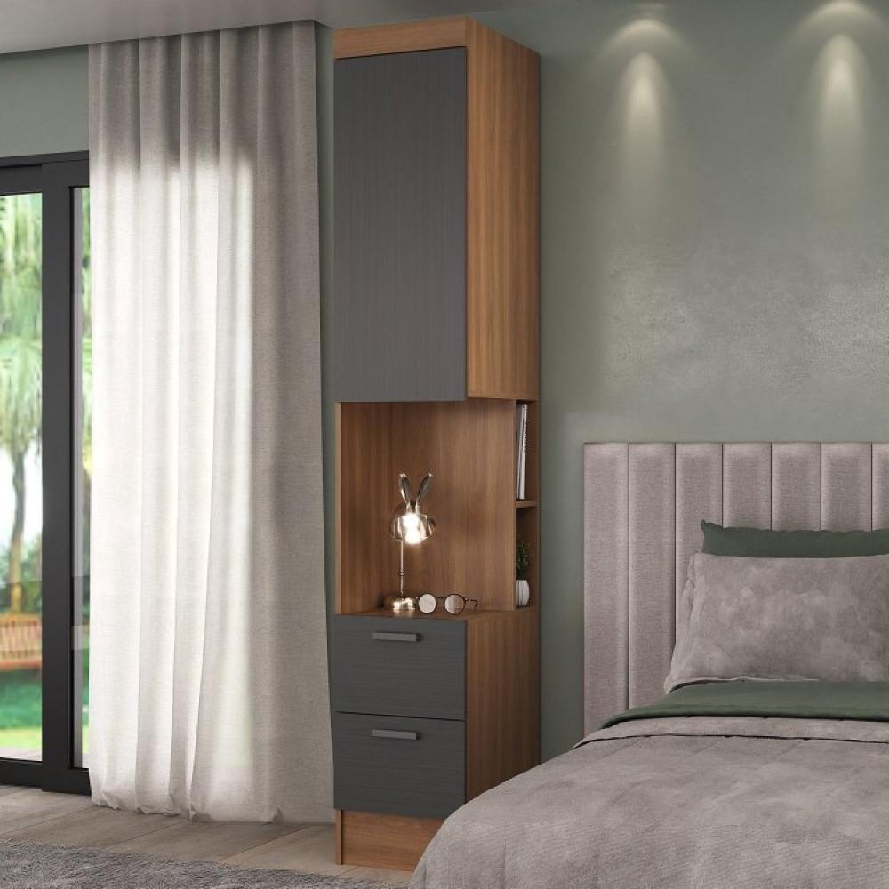 Guarda-Roupa Modulado Viena 6 Portas 6 Gavetas da Espresso Móveis Nogal/Grafite