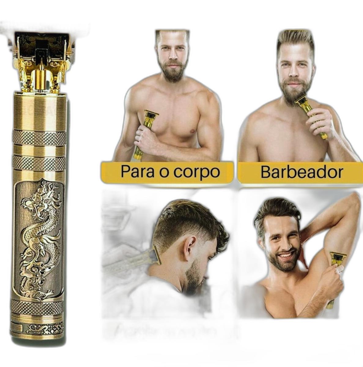 Miniatura Máquina de Cortar Cabelo e Barba USB - Buda Dourado