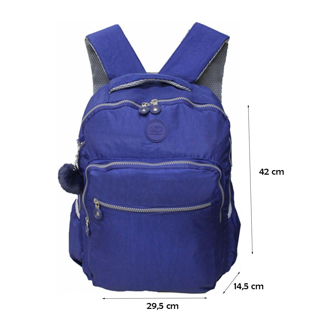 Miniatura Mochila Crinkle Azul Marinho Com Bolsos E Pompom Cruzeiro