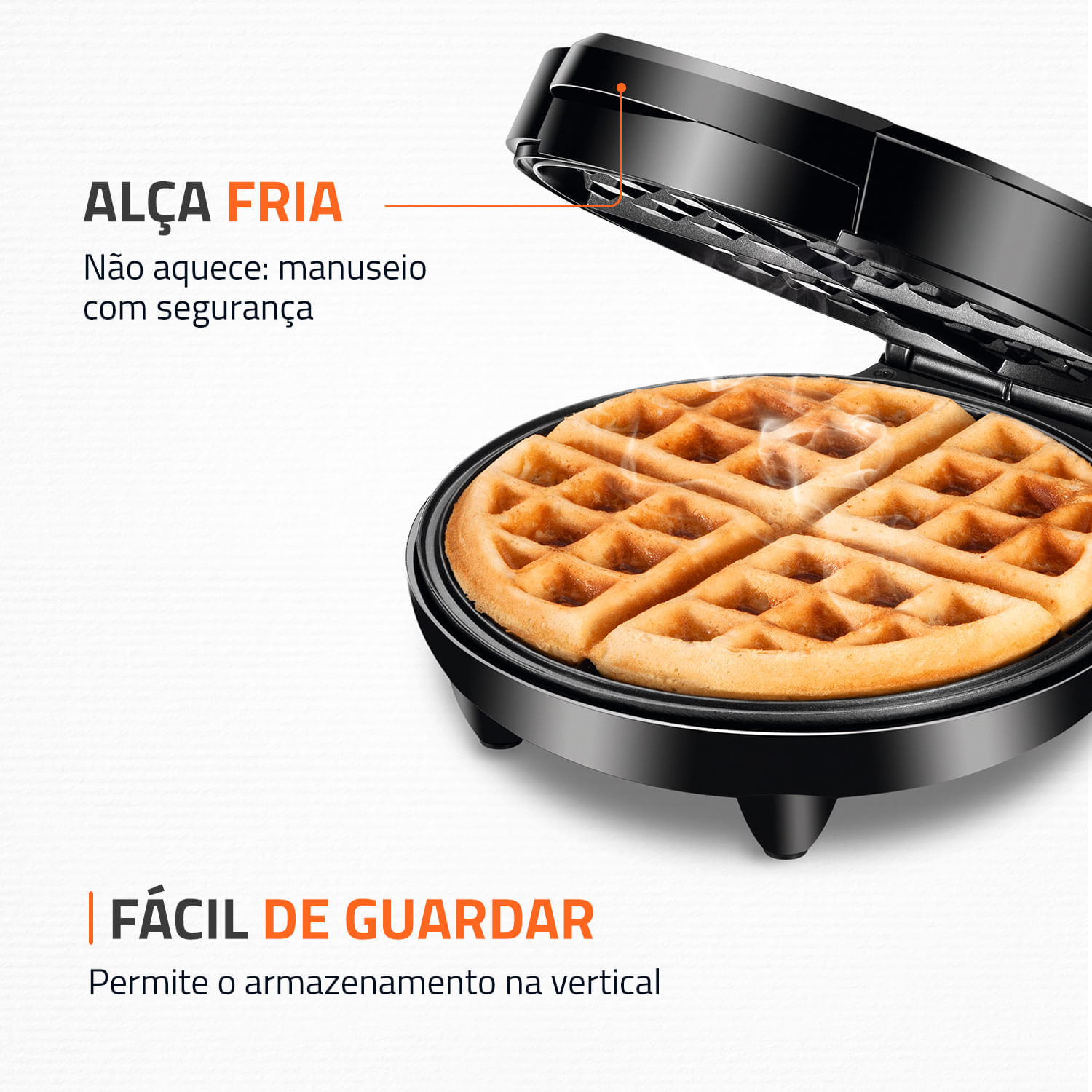 Miniatura Máquina de Waffle Mondial Pratic Waffle GW-01 GRILL WAFFLE-127V-PRETO/INOX