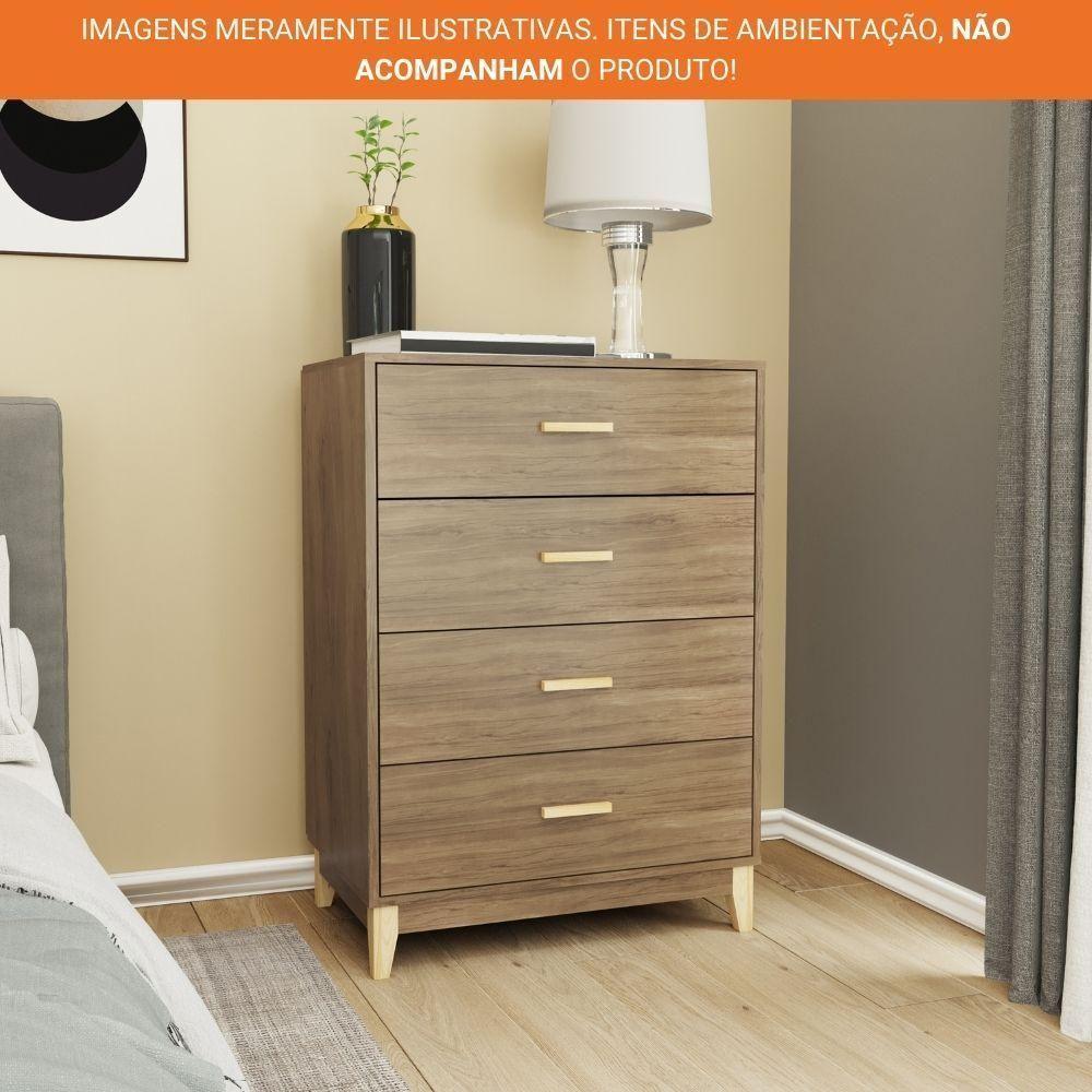 Miniatura Cômoda Com 4 Gavetas 99x70cm Pés Em Madeira Legno Movelbento Freijó Freijo