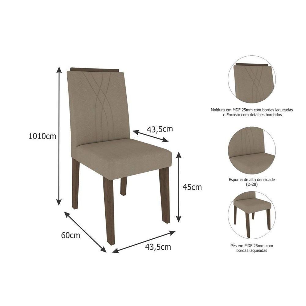 Miniatura Kit 2 Cadeiras Sala Jantar Nicole 2 Un Nature-suede Joli - Cimol