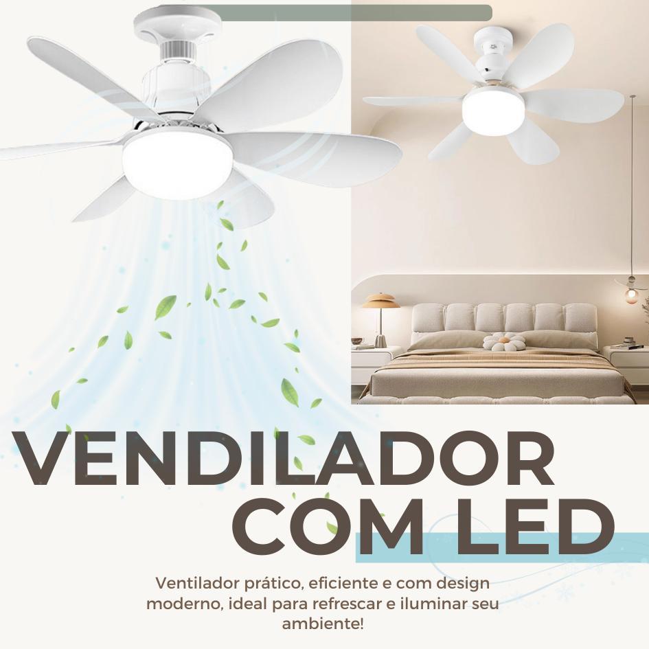 Miniatura Super Ventilador Teto Bocal E27 Luminária Led Mais Controle