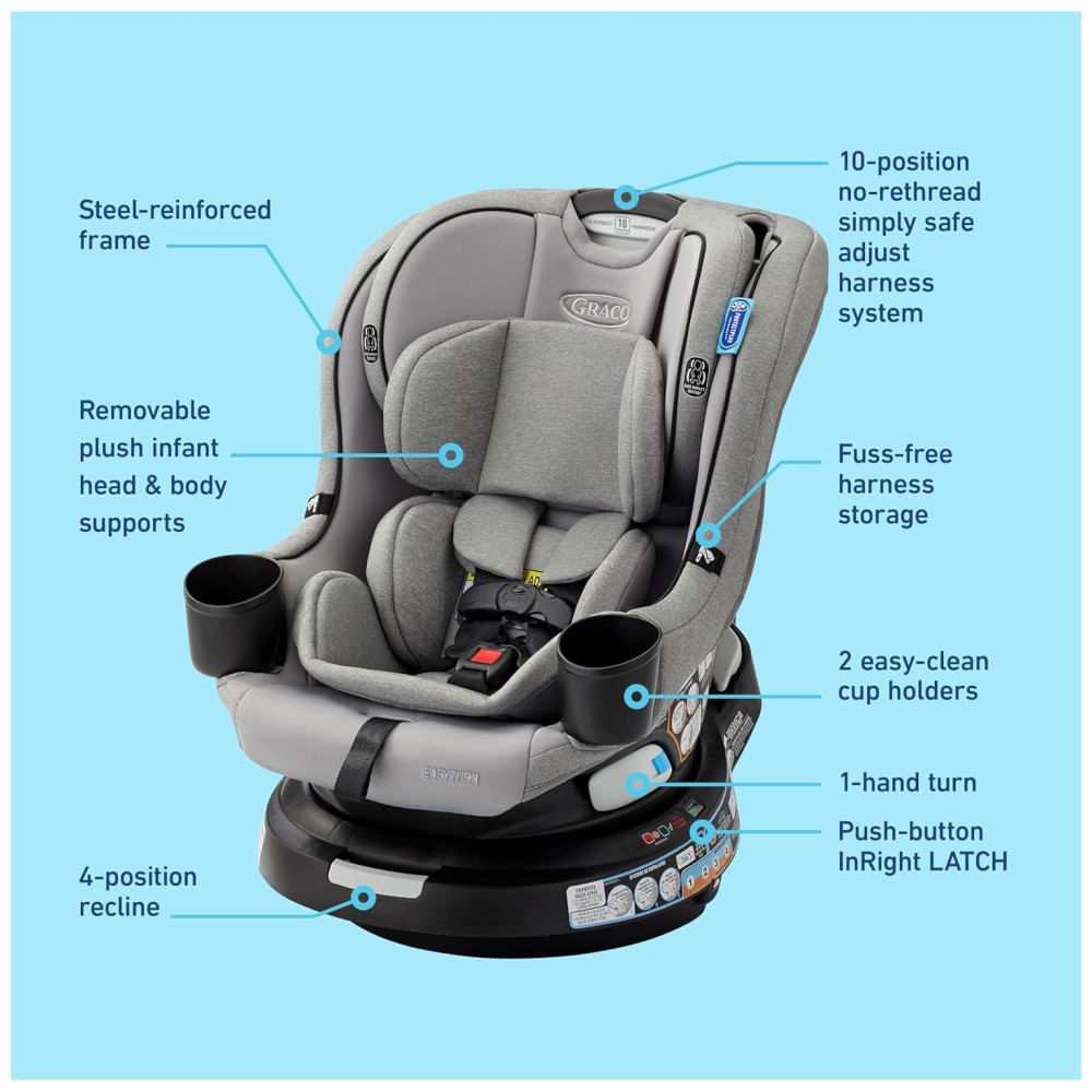 Miniatura Cadeirinha de Carro Conversível Graco EasyTurn 360 2 em 1, Giratória 360 Graus, Design Slim - Solae