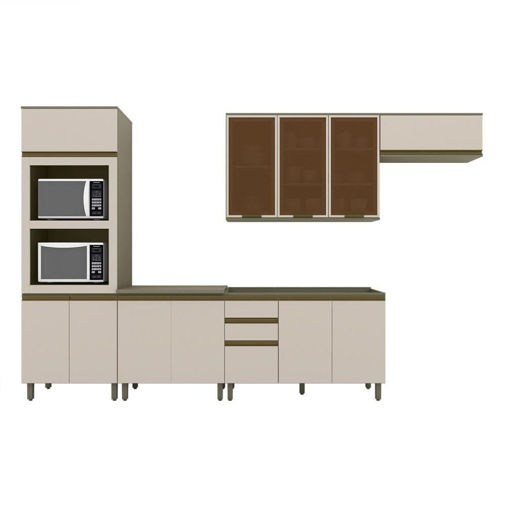 Miniatura Cozinha Completa 5 Peças para Forno e Cooktop 12 Portas Aurora Espresso Móveis Duna/Cristal