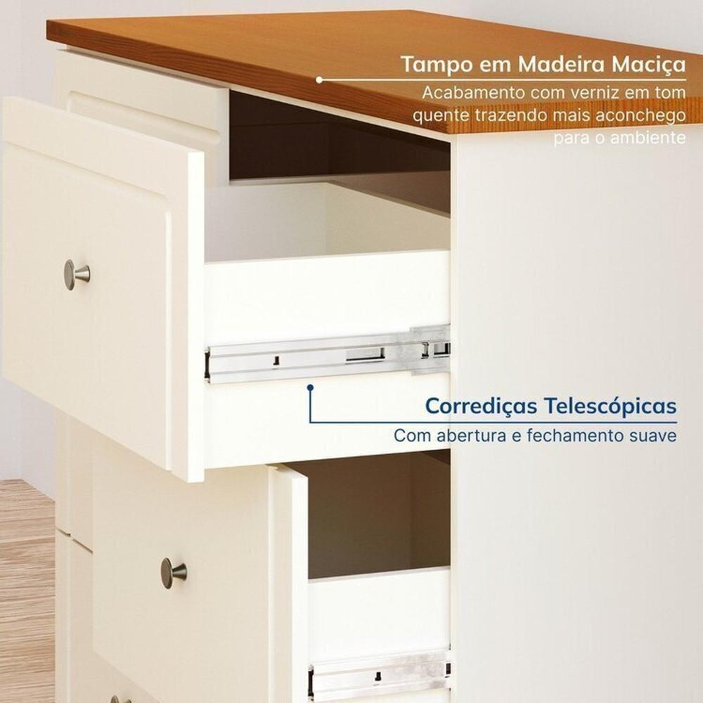Conjunto Dormitório 1 Cama Queen 1 Mesa de Cabeceira 1 Cômoda Ananda CabeCasa MadeiraMadeira Imbuia/Offwhite