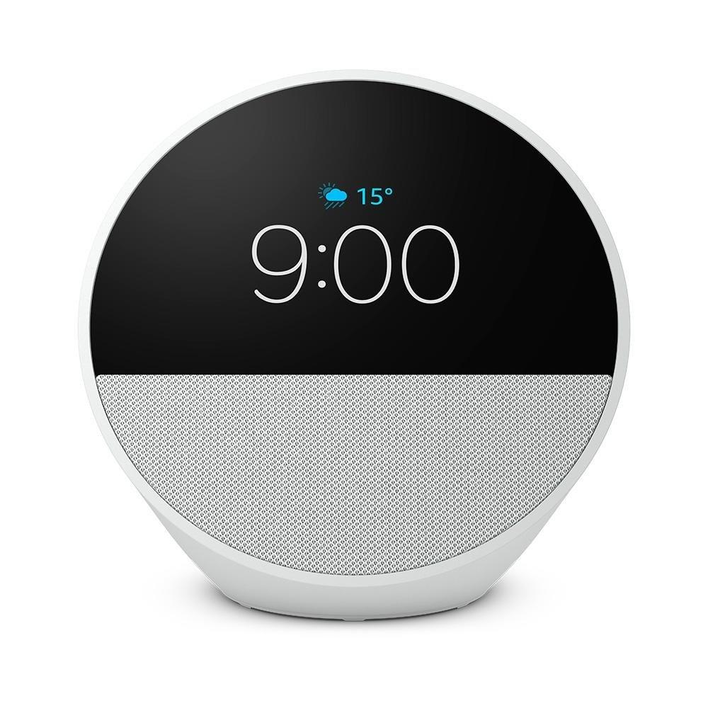 Miniatura Echo Spot Amazon, Com Alexa, Som envolvente, Com Relógio, Smart Speaker, Branco - B0C2S3VVLW