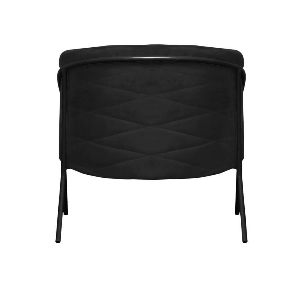 Miniatura Kit 03 Poltrona Cadeira Roni Luxo Industrial Ferro Preto Veludo Preto