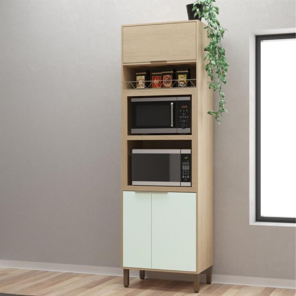 Jogo De Cozinha Modulada 5 Peças Karine Carvalho/Pistache Móveis Sul Moveis Sul Carvalho/Pistache