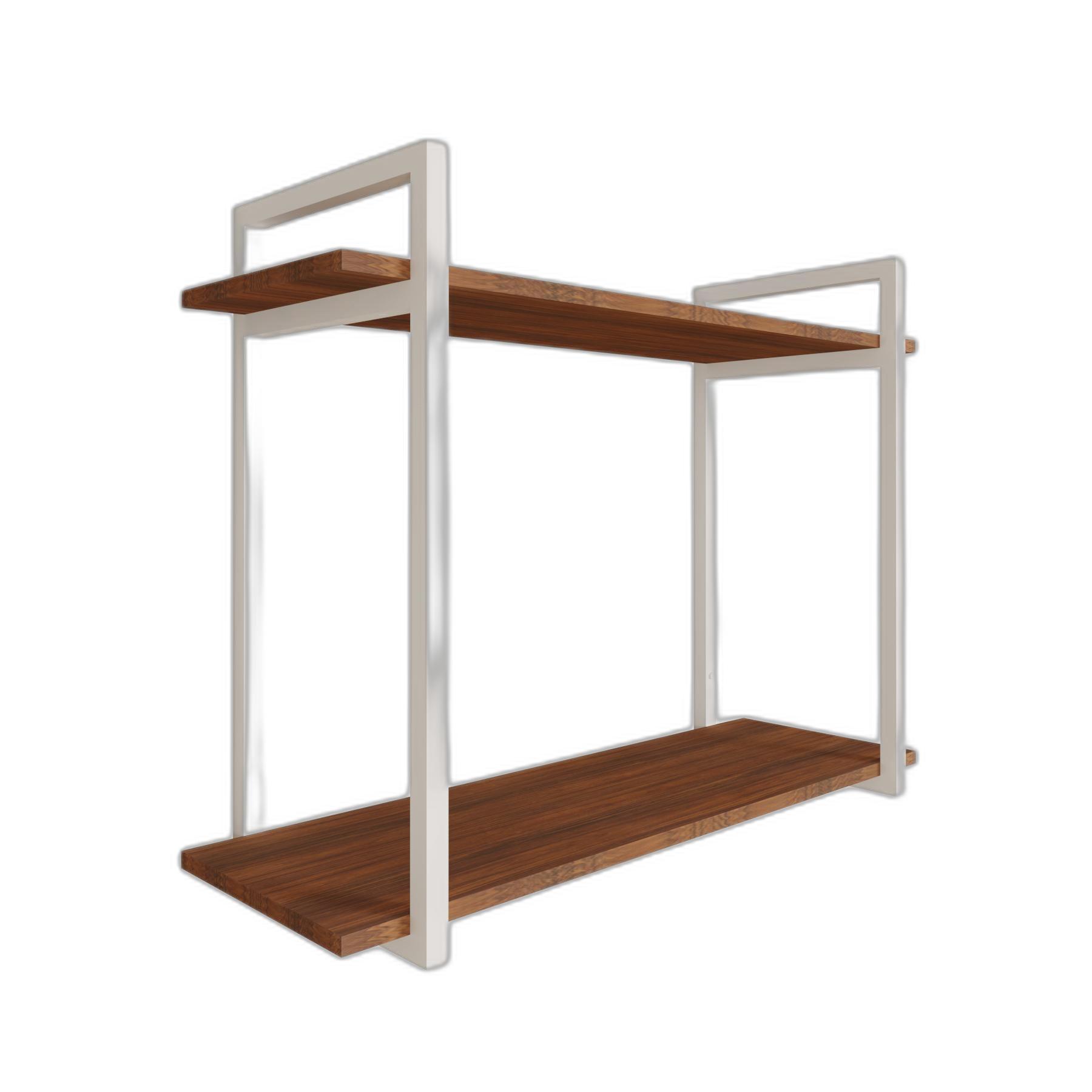 Miniatura Nicho Sala Prateleira Dupla Amêndoa Mdf 100Cm Base Branca