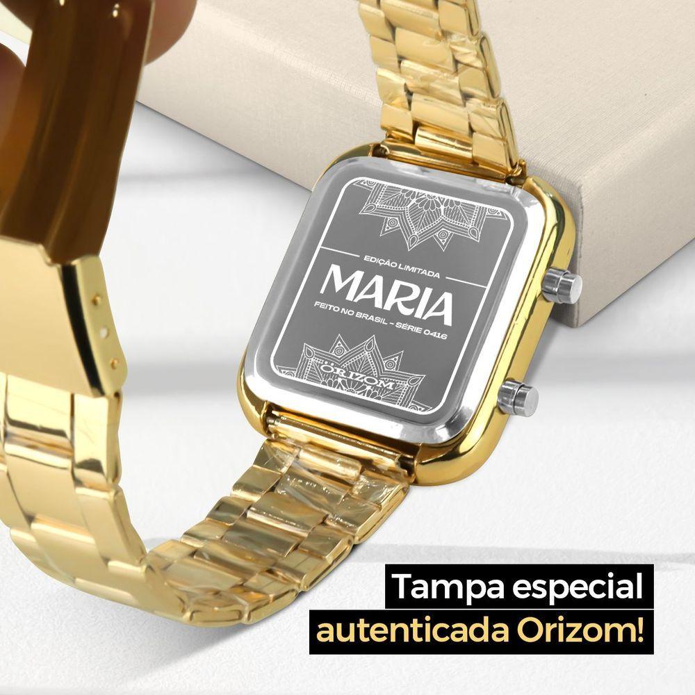 Miniatura Pulseira Pandora + Relogio Feminino Dourado Digital
