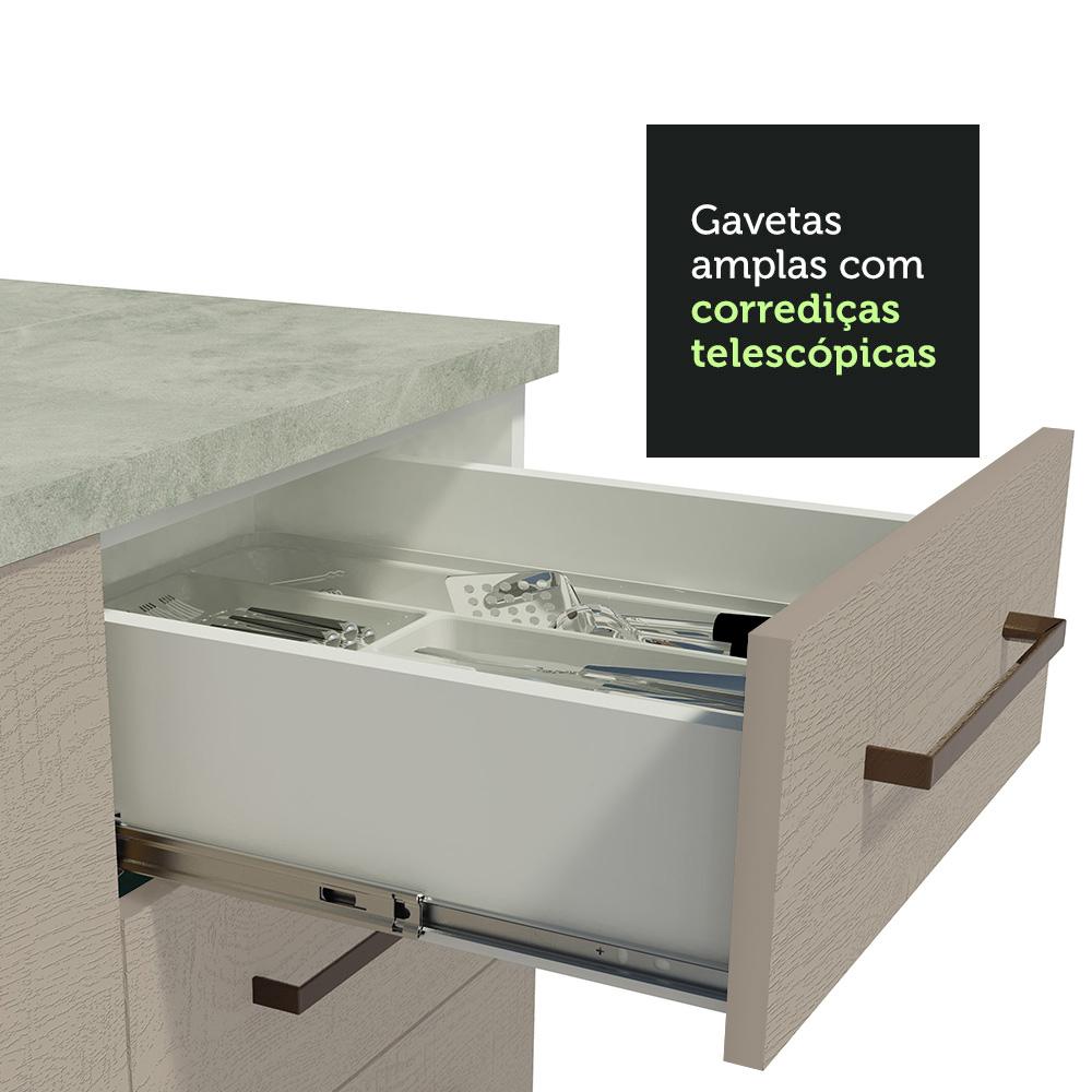 Balcão Gabinete de Pia Cozinha 150 cm 2 Gavetas 2 Portas (Com Tampo) Branco/Crema Agata Madesa Branco/Crema