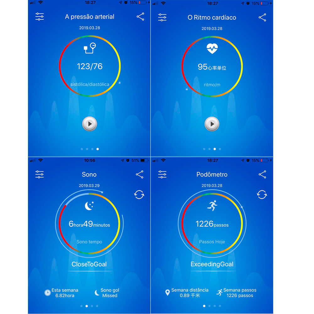 Miniatura Relógio Inteligente M3 Medidor Passos Frequência Cardíaca