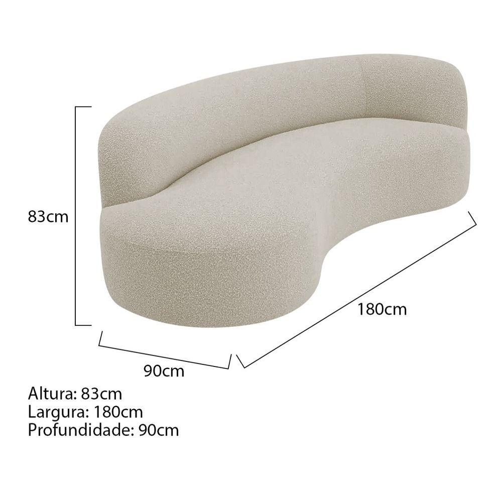 Miniatura Divã Recamier Orgânico Tokyo 180cm Lado Esquerdo Linho Cor Bege