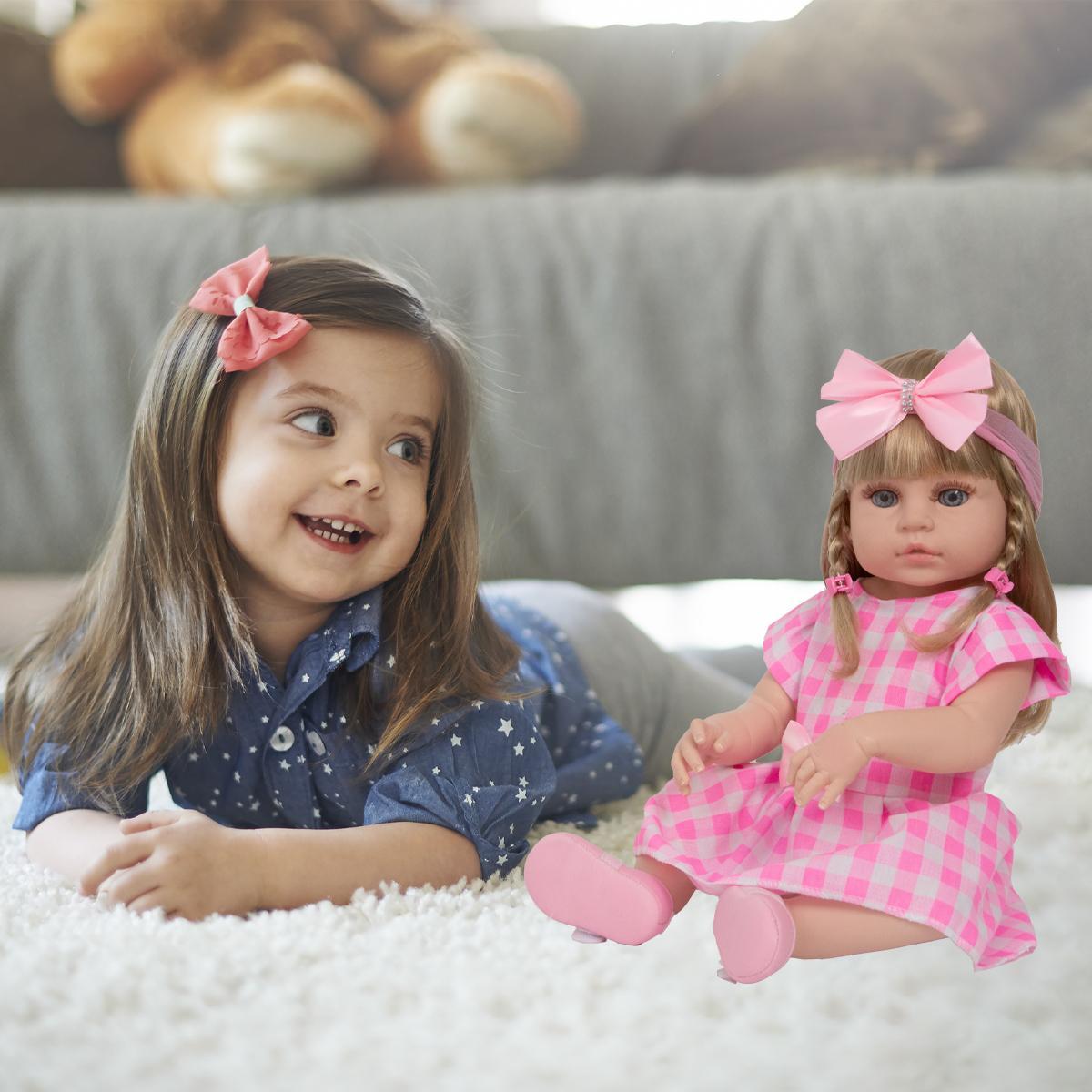 Miniatura Boneca Bebe Reborn Realista Menina Loira Barbie Pode Banho