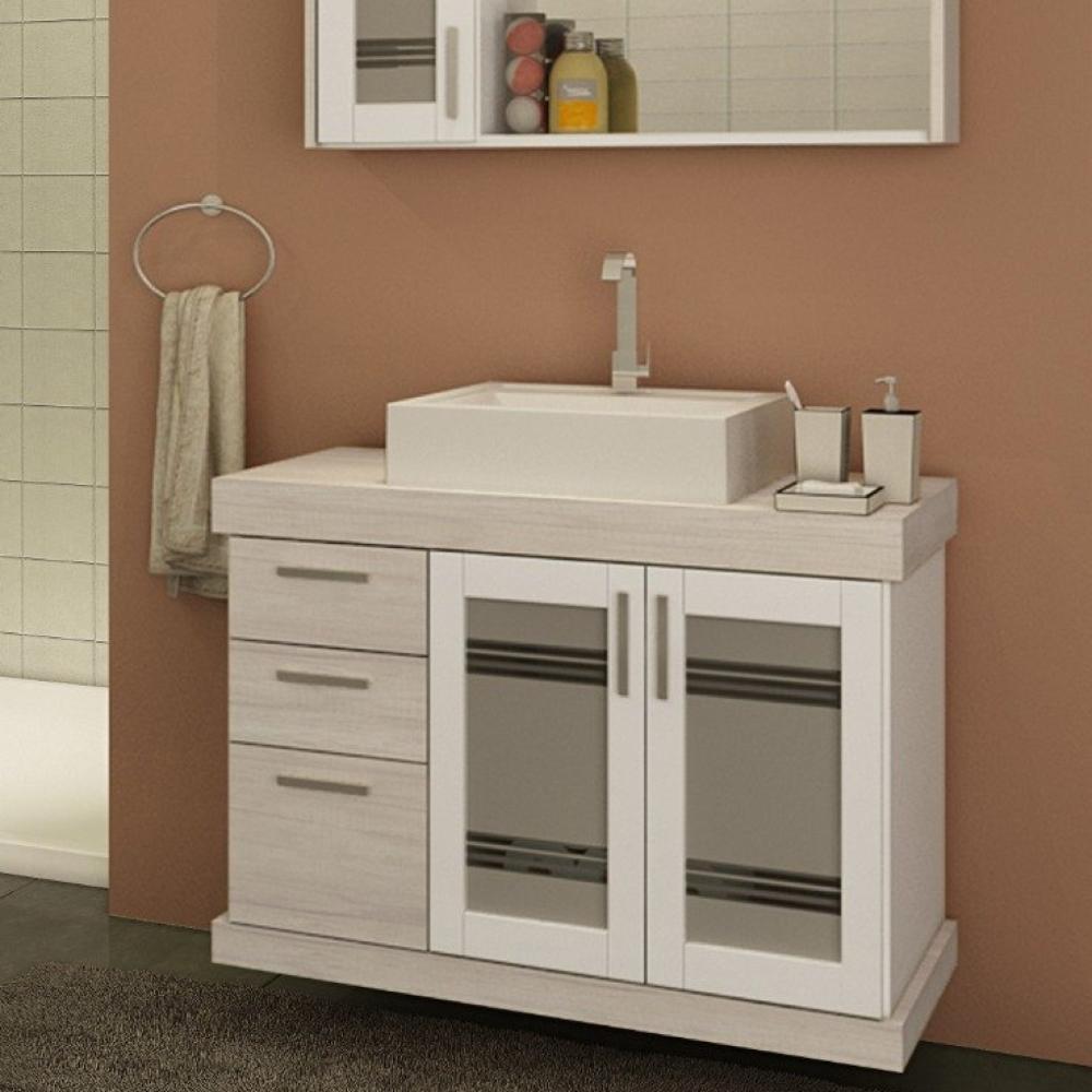 Miniatura Gabinete para Banheiro 80cm 3 Gavetas 2 Portas Imola Darabas Agardi Mezzo Blanco