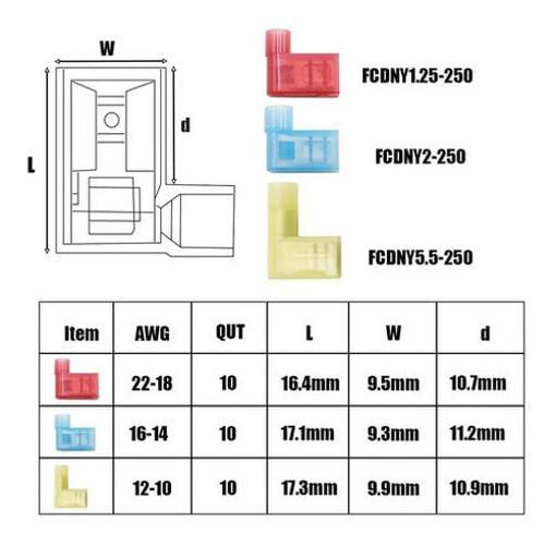 50Un Kit Terminal Elétrico Bandeira Fêmea Isolado 0,5 A 6Mm