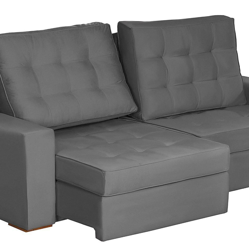 Sofá Curitiba Modular 3 Lugares 230cm Retrátil Reclinável Yescasa Cinza