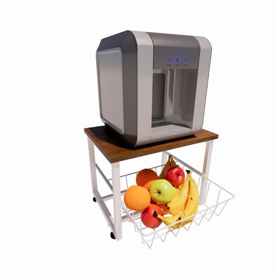 Miniatura Fruteira Para Bancada Mesa Branco Mdf Amadeirado