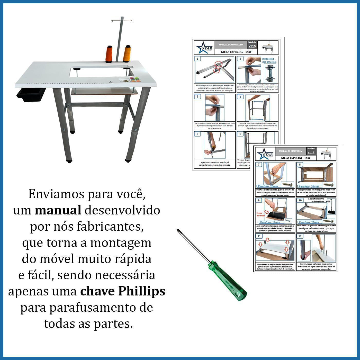 Miniatura Mesa Extensora Para Máquina Costura Singer Facilita Pro 4423