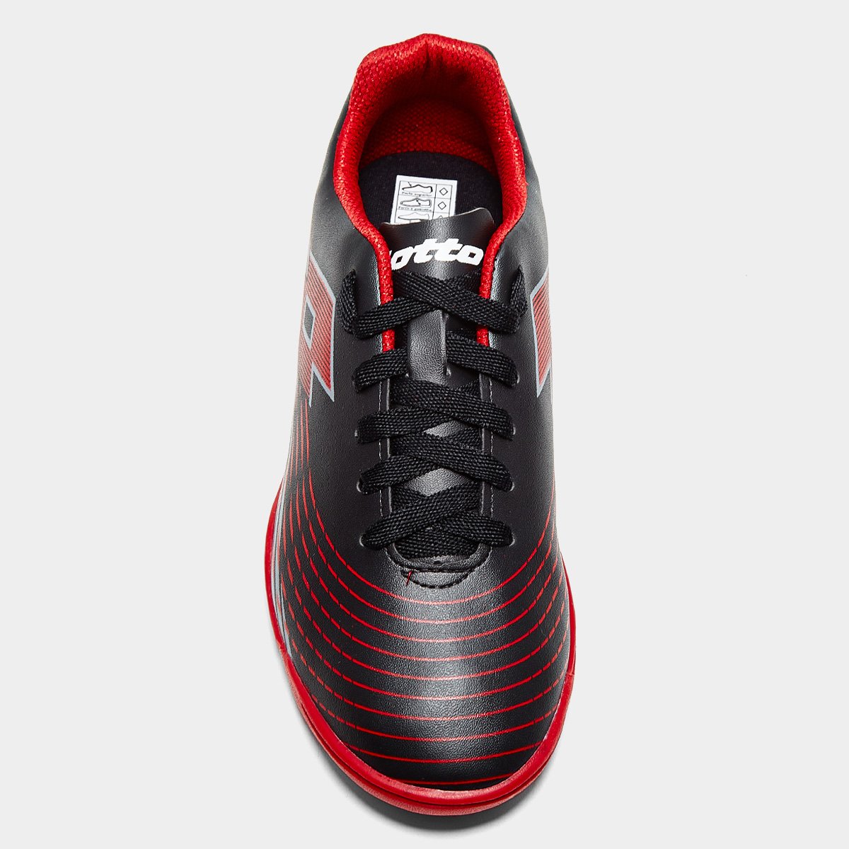 Miniatura Chuteira Futsal Lotto Solista Razzo Unissex Preto+Vermelho - 37