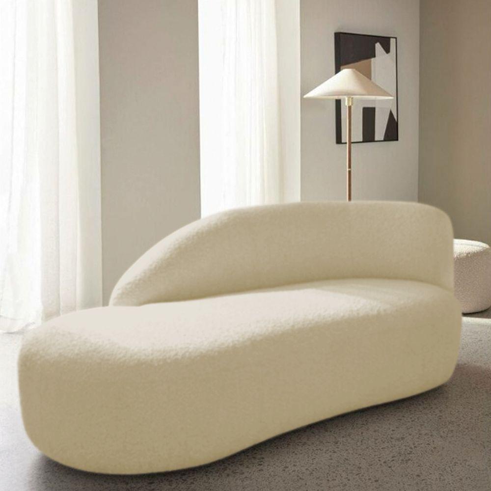 Miniatura Divã Recamier Curvo Luna 160cm Lado Esquerdo Suede Cor Bege