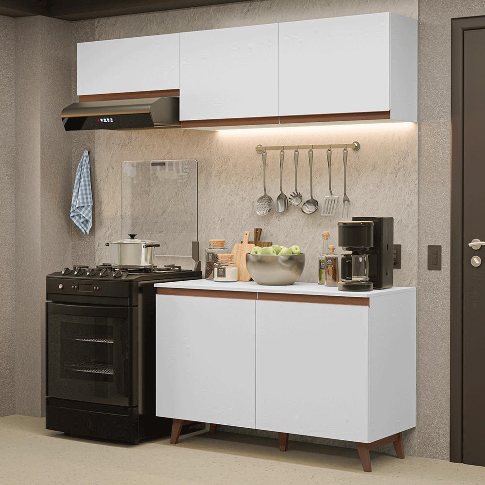 Miniatura Armário de Cozinha Compacta 190cm Branco Reims Madesa 08 Branco