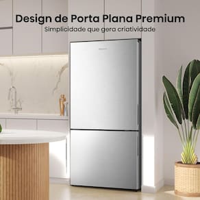 Geladeira Hisense Inverter 499L RB5P504 Bottom Freezer Metal Tech Inox 110V