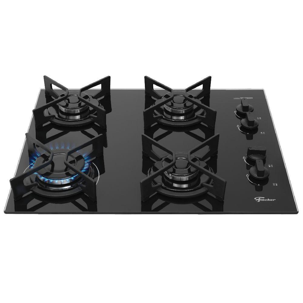 Miniatura Cooktop Fit Line Fischer 4 Bocas Vidro Preto Chama Rapida BIVOLT 36310-102671