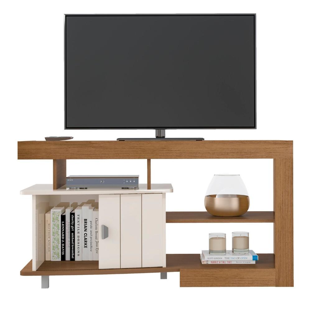 Miniatura Rack para Tv até 42 Polegadas 1 Porta Royal Moderno Cinamomo/Off White