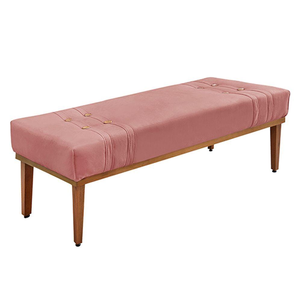 Miniatura Recamier Decorativo 140cm Veludo Pés De Madeira Rosa