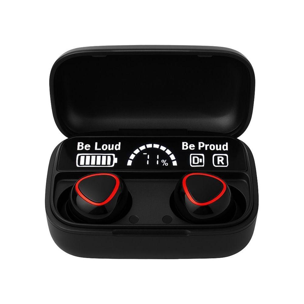Miniatura Fone de Ouvido sem Fio Tws Digital com Áudio de Alta Qualidade Estojo Powerbank Tela LED Preto