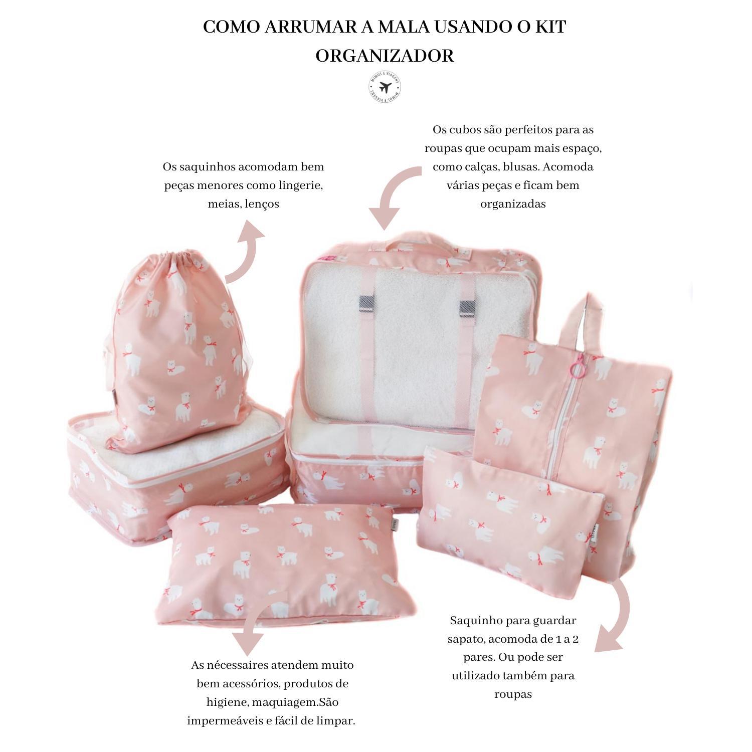 Miniatura Kit Organizador Para Mala De Viagem 7 Peças - Cactus