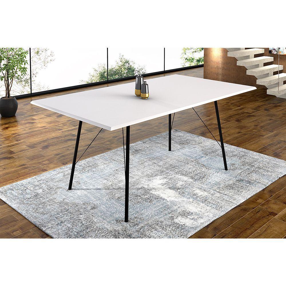 Miniatura Mesa Sala De Jantar Paraty Preto 150x90cm Tampo Branco